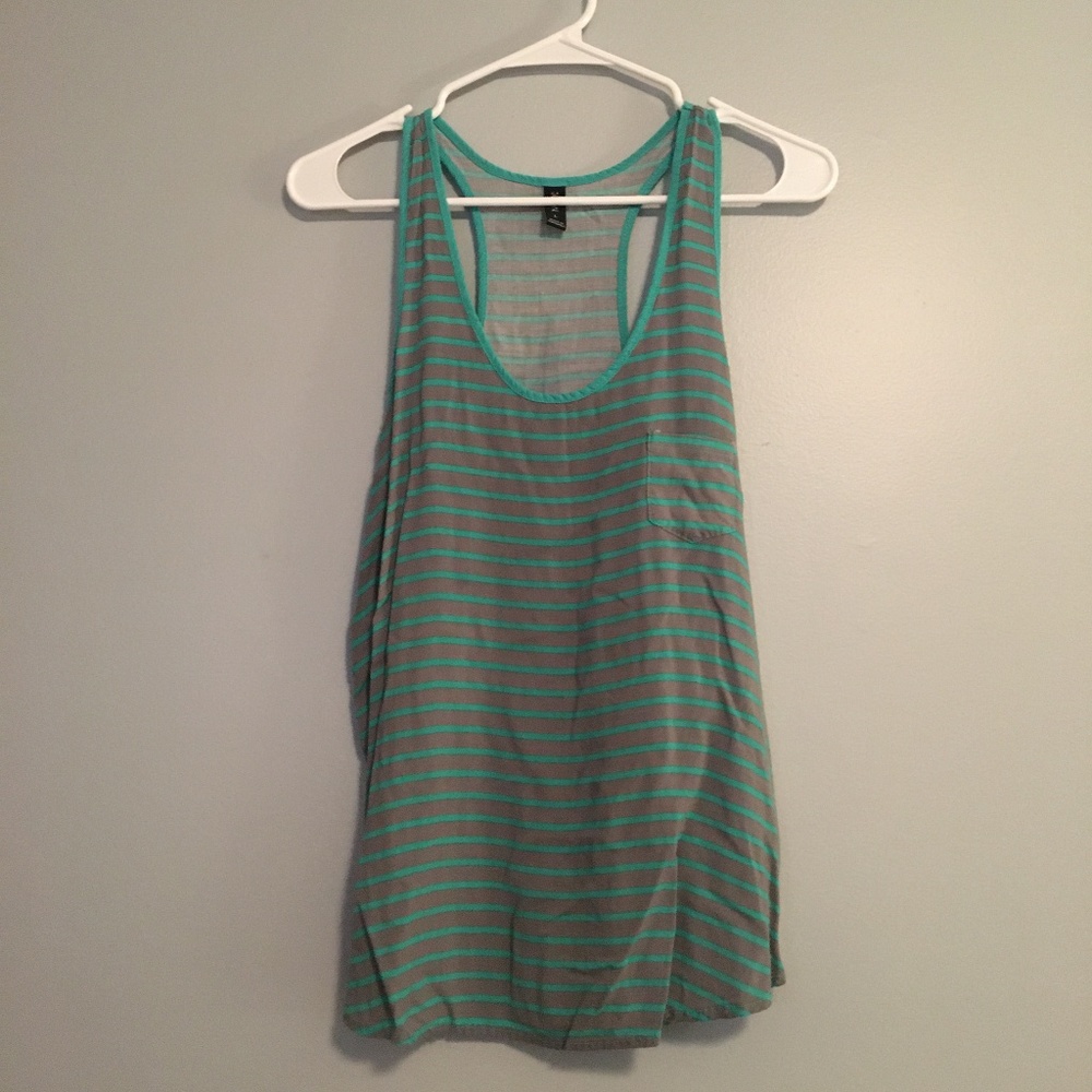 Teal & Gray Striped Tank Top